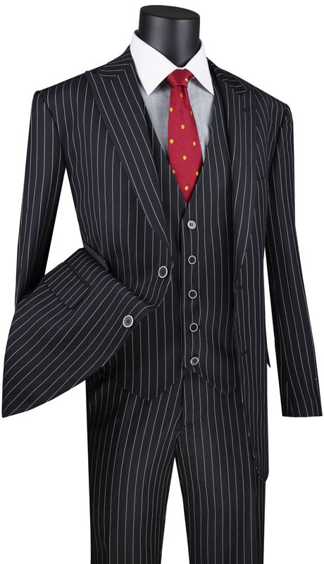 Vinci Suit V2RS-9-Black - Church Suits For Less