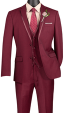 Slim Fit Men Suit SV2T-8C-Burgundy