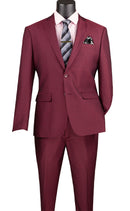 Slim Fit Men Suit S2RK-7-Burgundy - Church Suits For Less