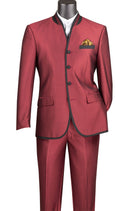 Slim Fit Men Suit S4HT-1-Wine - Church Suits For Less