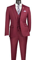 Slim Fit Men Suit SV2900-Burgundy - Church Suits For Less