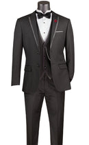 Slim Fit Men Suit SV2T-8-Black - Church Suits For Less