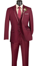 Slim Fit Men Suit SV2T-8-Burgundy - Church Suits For Less