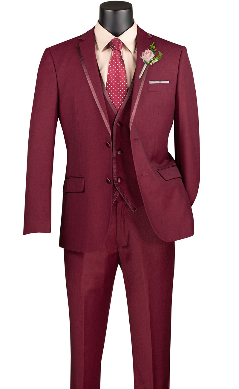 Vinci Men Suit SV2T-8-Burgundy