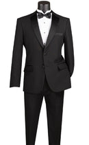 Slim Fit Tuxedo T-SLPP-Black - Church Suits For Less