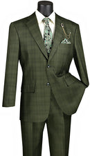 Classic Fit Men Suit V2RW-7 Olive - Church Suits For Less