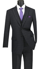 Classic Fit Men Suit V2RW-15-Black - Church Suits For Less