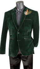 Men Slim Fit Sport Jacket BS-02-Emerald - Church Suits For Less