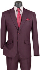 Slim Fit Men Suit S2RW-1-Burgundy - Church Suits For Less