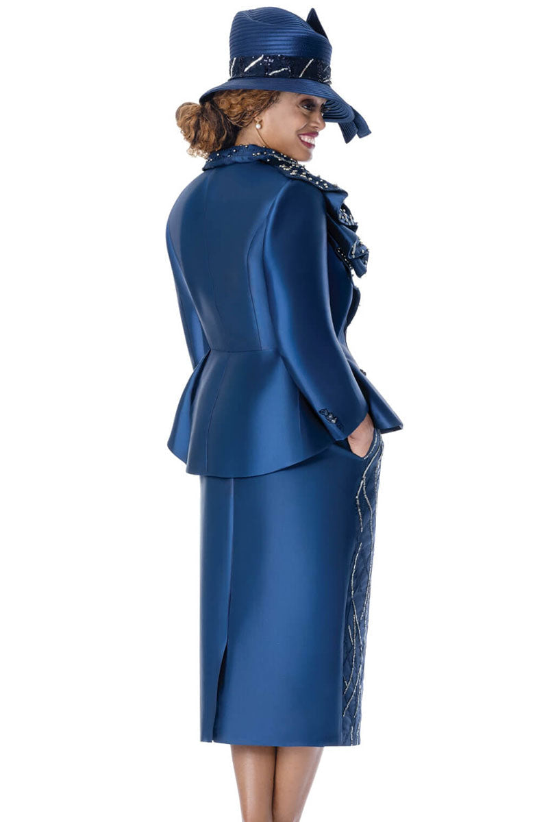 ladies church dresses and suits Women Suit 402132 Navy KNIT DRESS