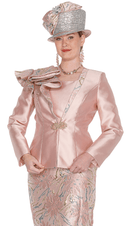 Champagne Italy Church Suit 6101-Metallic Pink