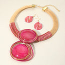 Women Jewelry Set-11116 Fuchsia Gold