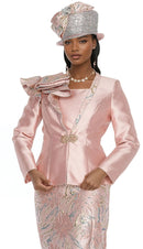 Champagne Italy Church Suit 6101-Metallic Pink