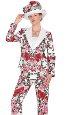 Champagne Italy Pant Suit 6105-White/Flower Print
