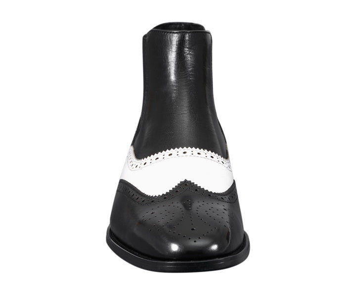 Men's Dress Boots-AG2632 Black & White