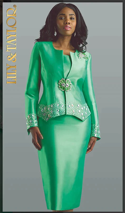 Lily And Taylor Suit 4498-Paris Green - Church Suits For Less