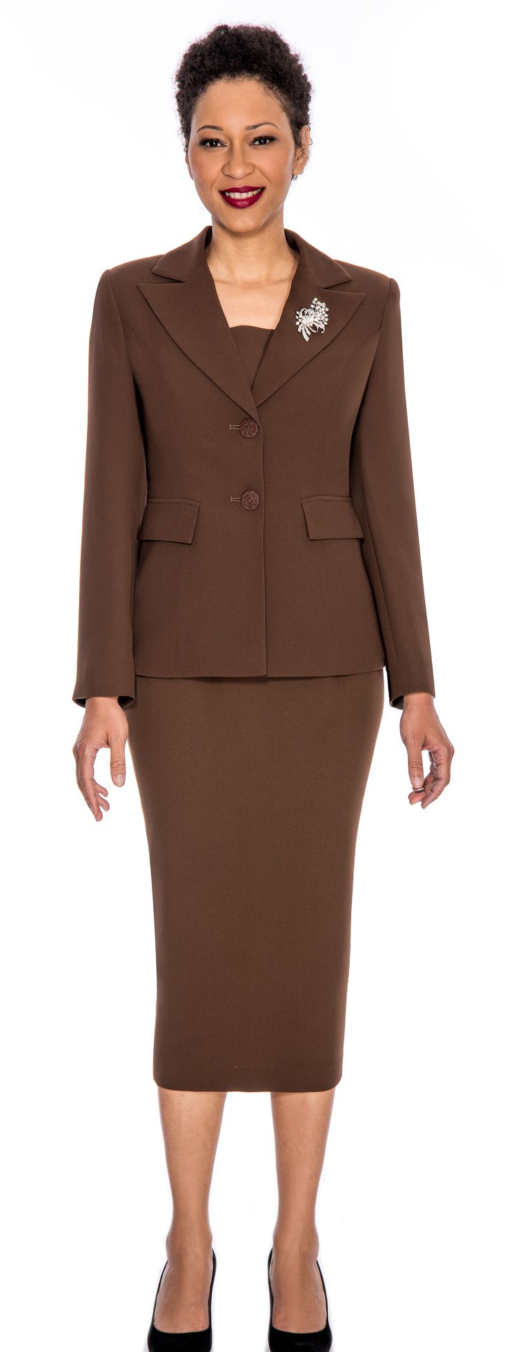 Giovanna Usher Suit 0710-Chocolate - Church Suits For Less