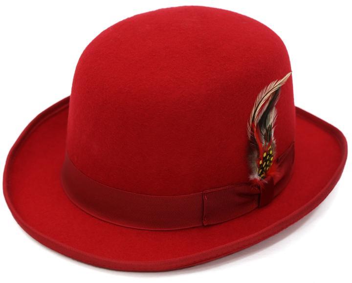 Men Derby Bowler Hat-Red - Church Suits For Less