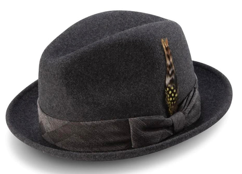 Men Bogart Fedora Hat-H2002-Charcoal - Church Suits For Less