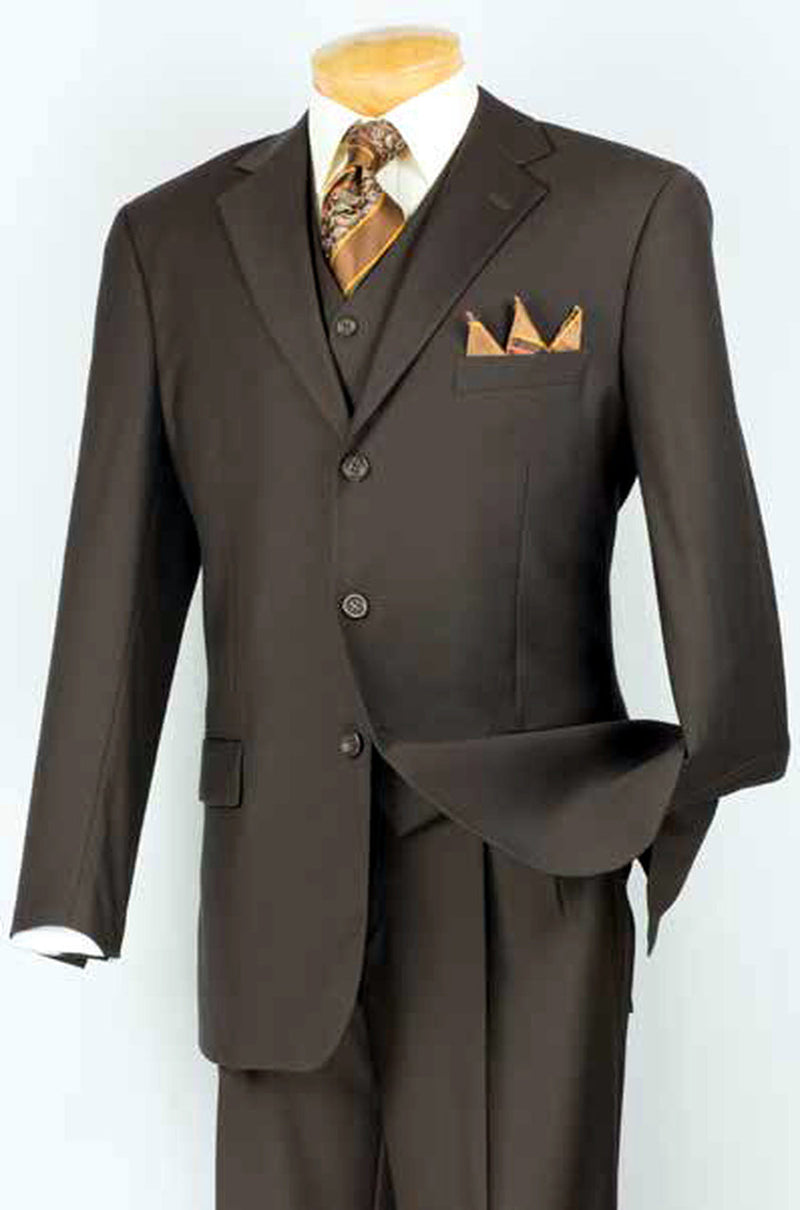 Vinci Men Suit 3TR-3-Brown - Church Suits For Less