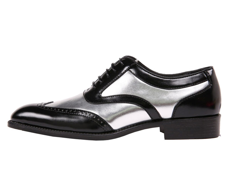 Men Dress Shoes-211-Silver - Church Suits For Less