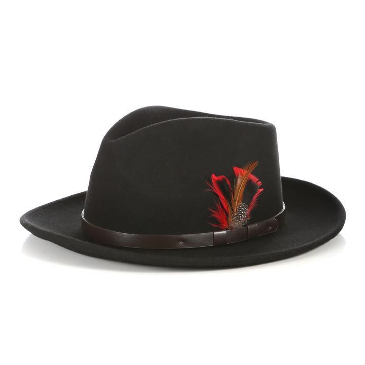Men Fedora Hat-BLKLBAN L - Church Suits For Less