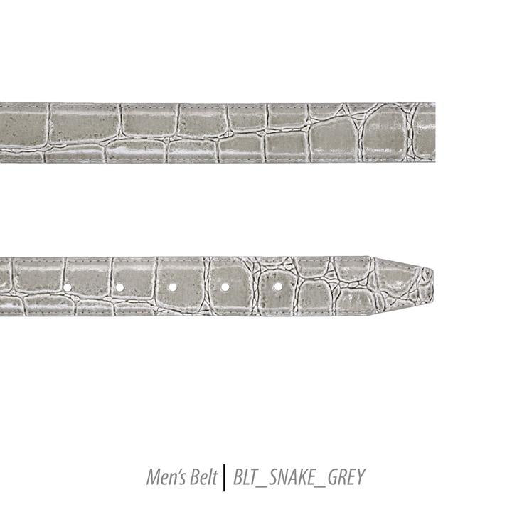Men Leather Belts-BLT-Snake-Grey
