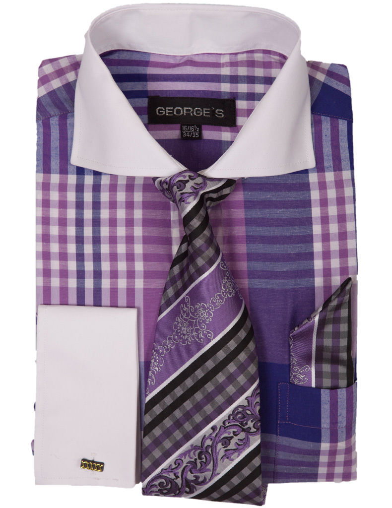Men Dress Shirt AH626-Purple