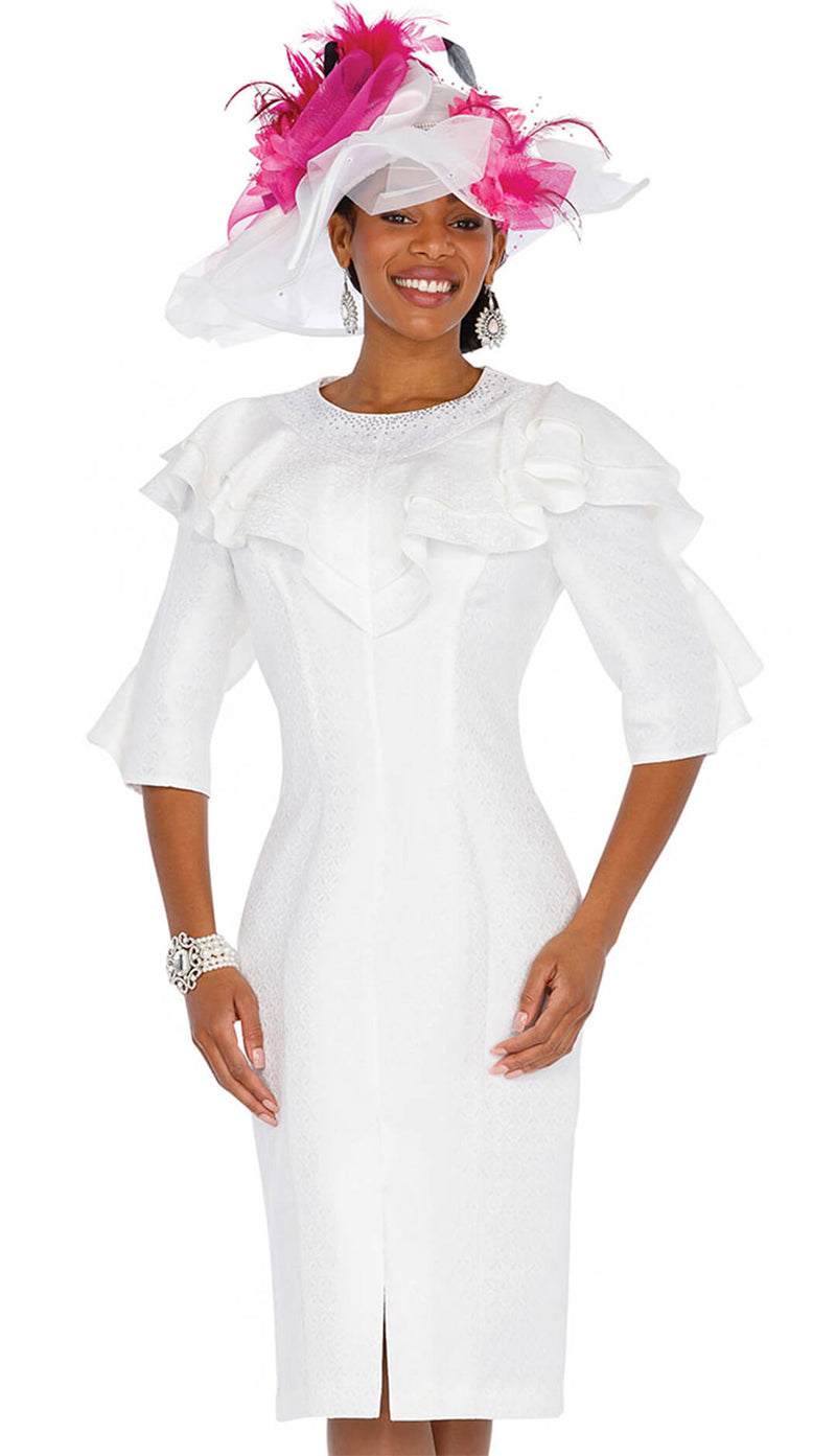 Aussie Austine Church Dress 5883-White - Church Suits For Less