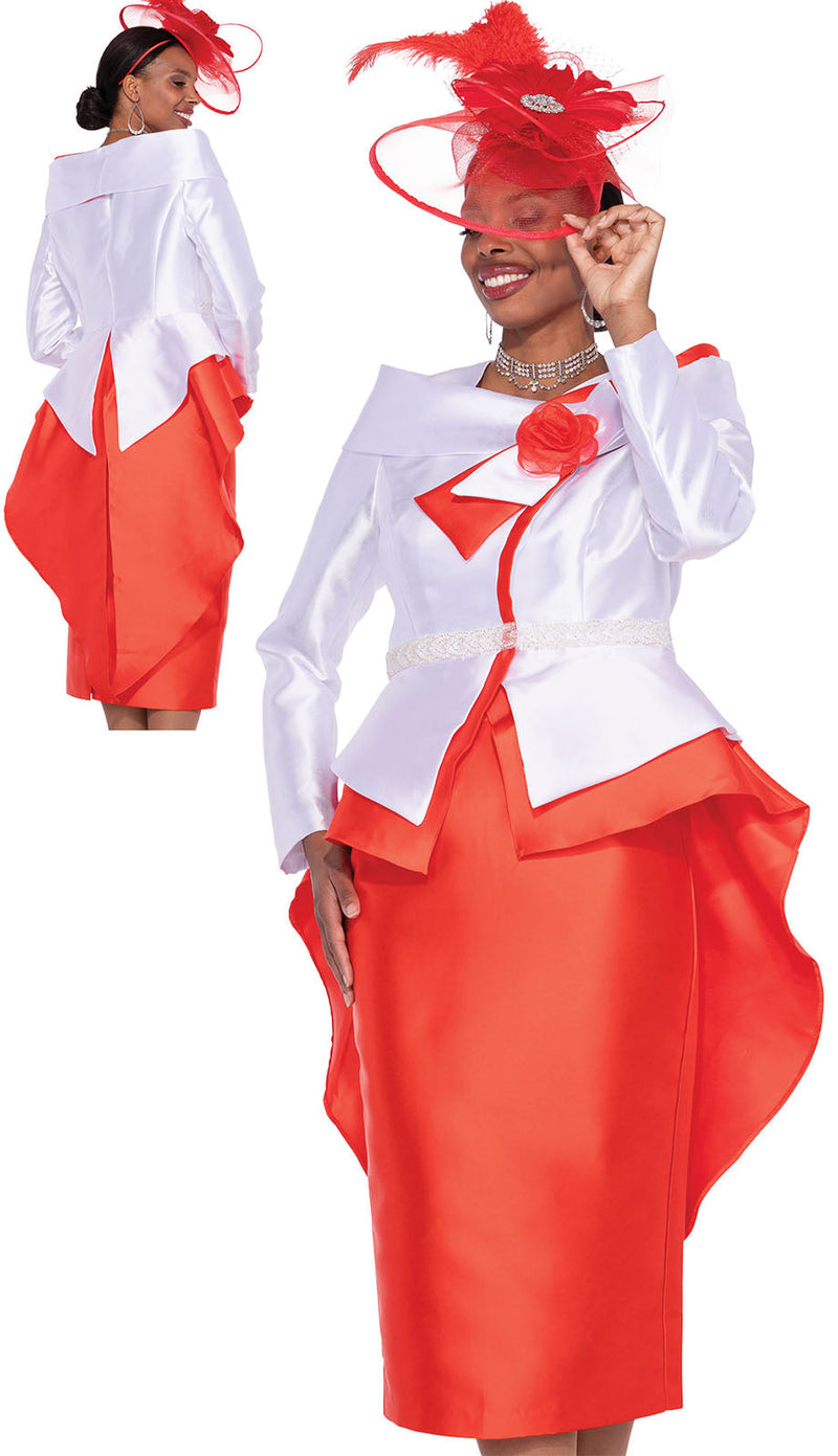 Aussie Austine Church Suit 5875-White/Red - Church Suits For Less