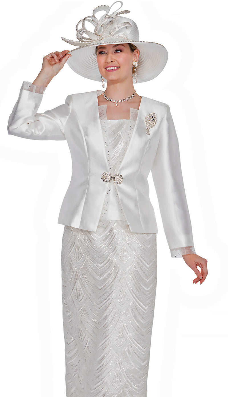 Aussie Austine  Church Suit 5816 - White - Church Suits For Less