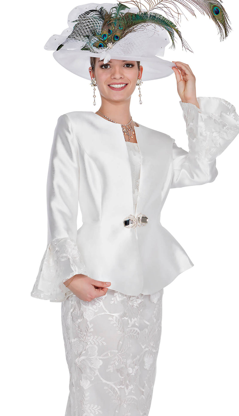 Aussie Austine Church Suit 5854-White - Church Suits For Less