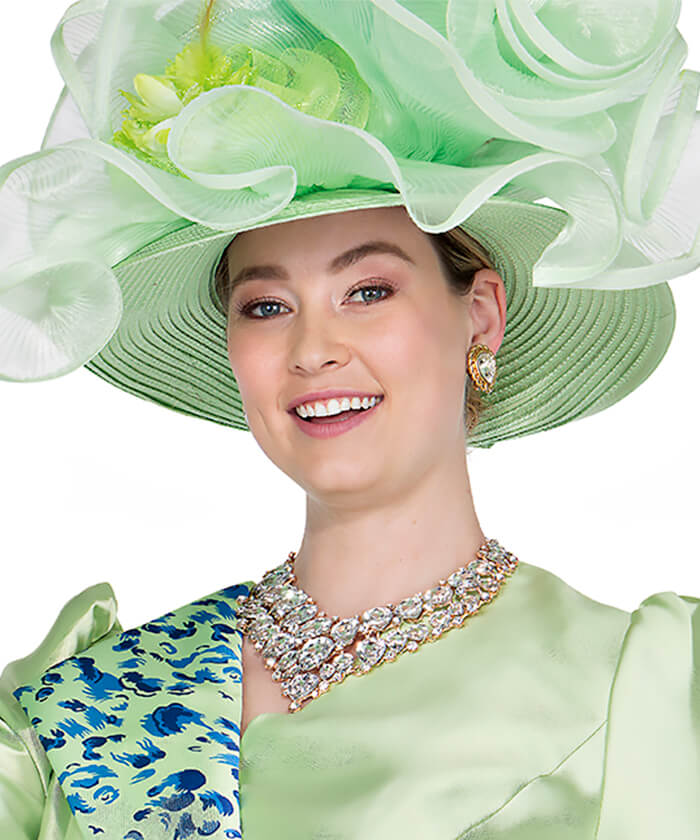 Champagne Italy Church Hat 5876 - Green - Church Suits For Less