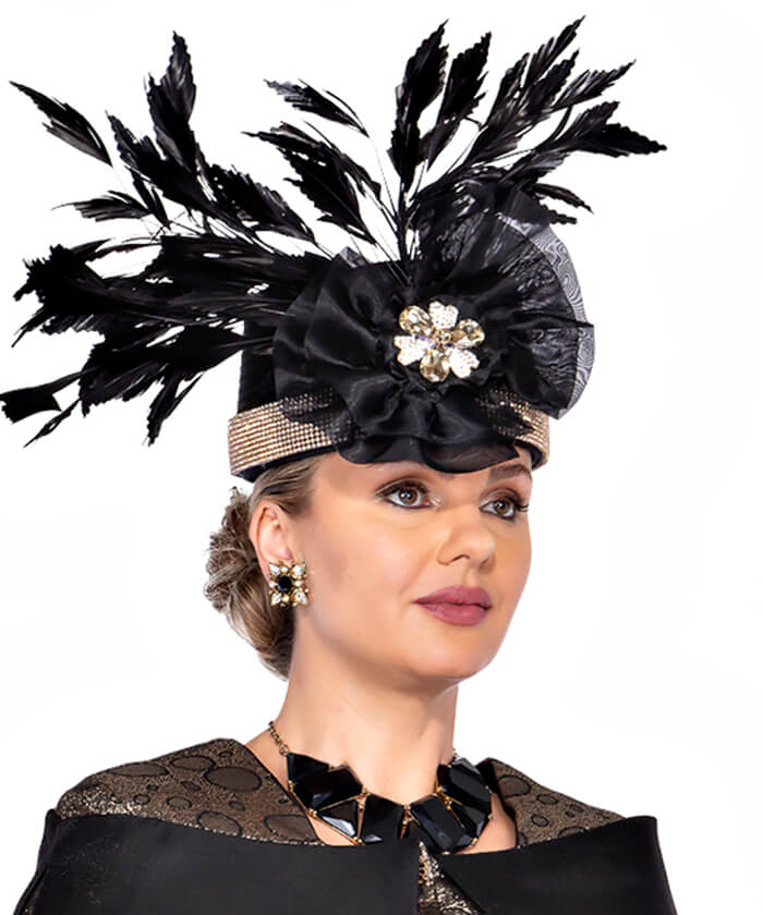 NIB Elite Champagne black hat with satin ribbons and feathers Elite Champagne Products for Sale up to 90% Off Retail: Poshmark main image 3