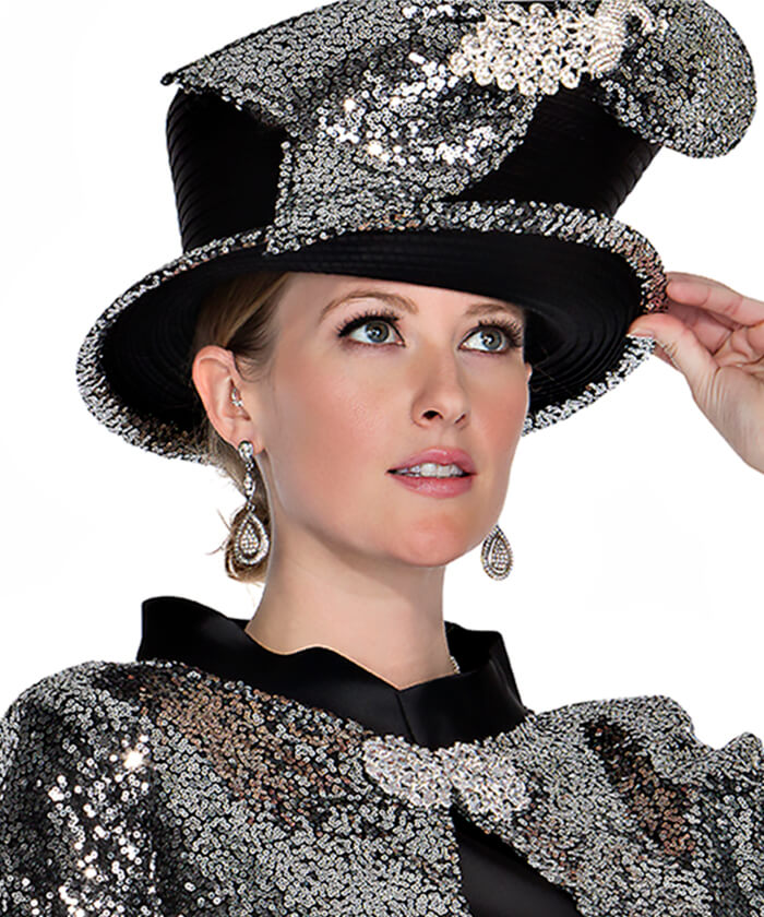 Champagne Italy Church Hat 5919-Black - Church Suits For Less
