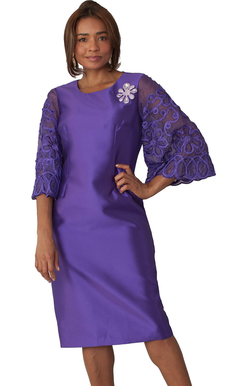 Chancele Church Dress 9721-Purple - Church Suits For Less