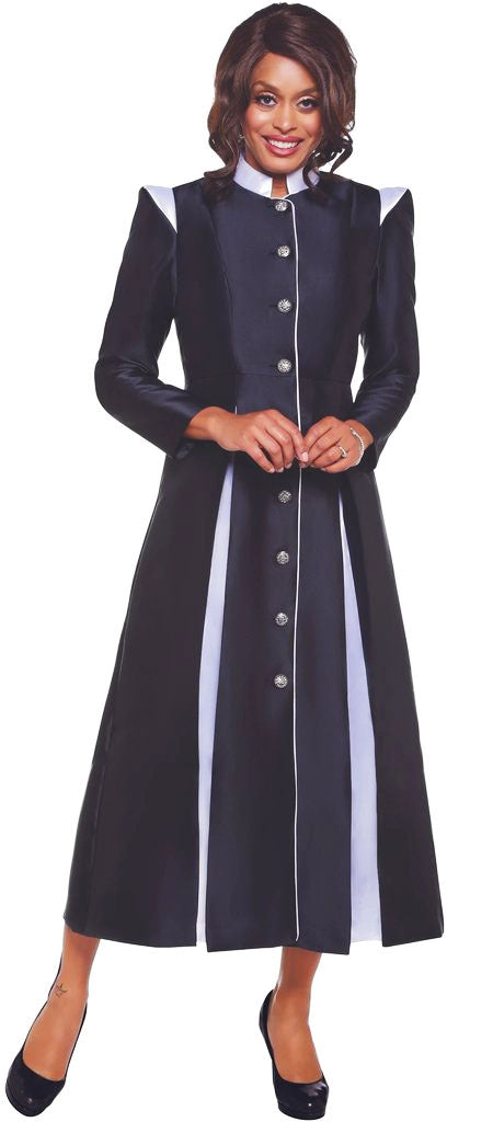 Women Church Robe RR9131-Black/White - Church Suits For Less