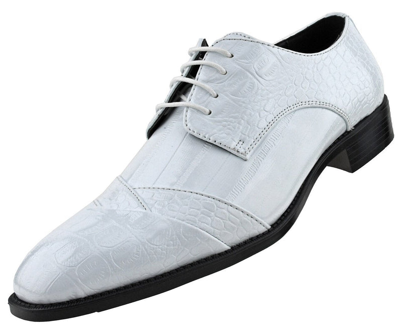 Men Dress Shoes-Alligator-White - Church Suits For Less