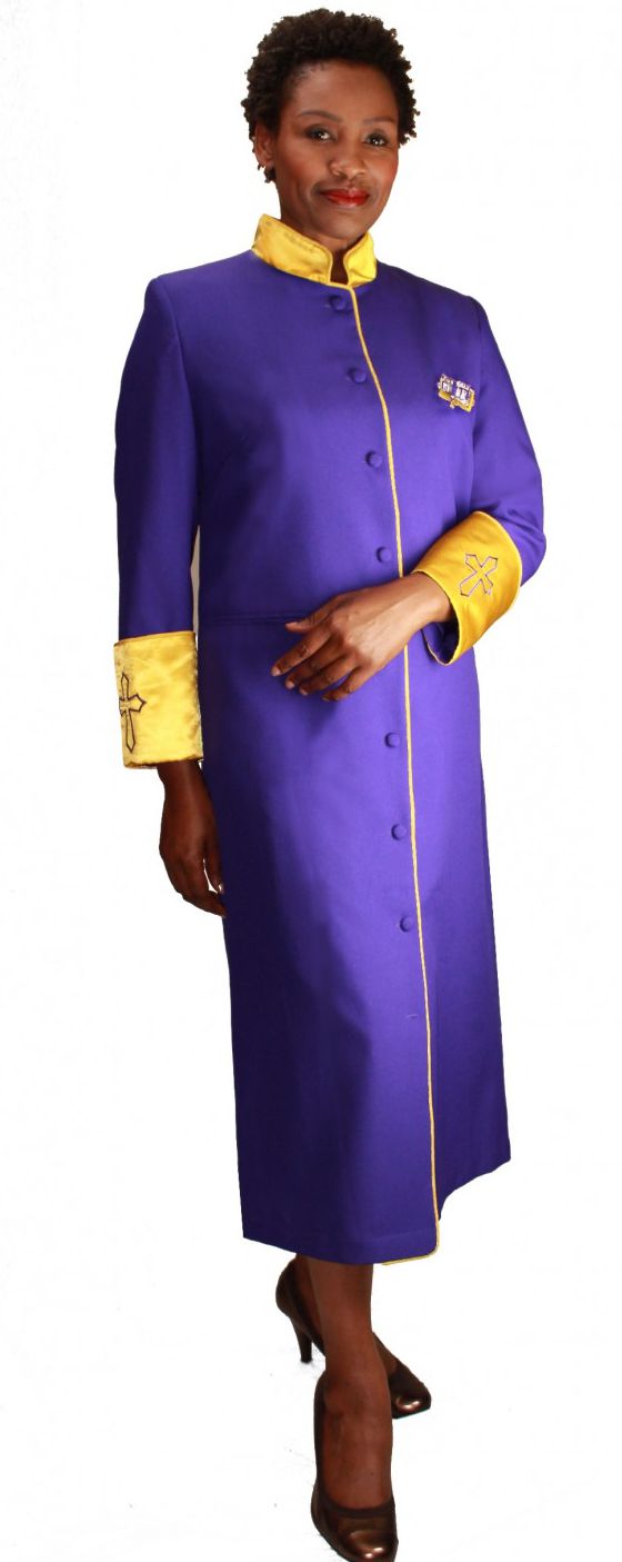 Women Cassock Robe RR9001-Purple/Gold - Church Suits For Less