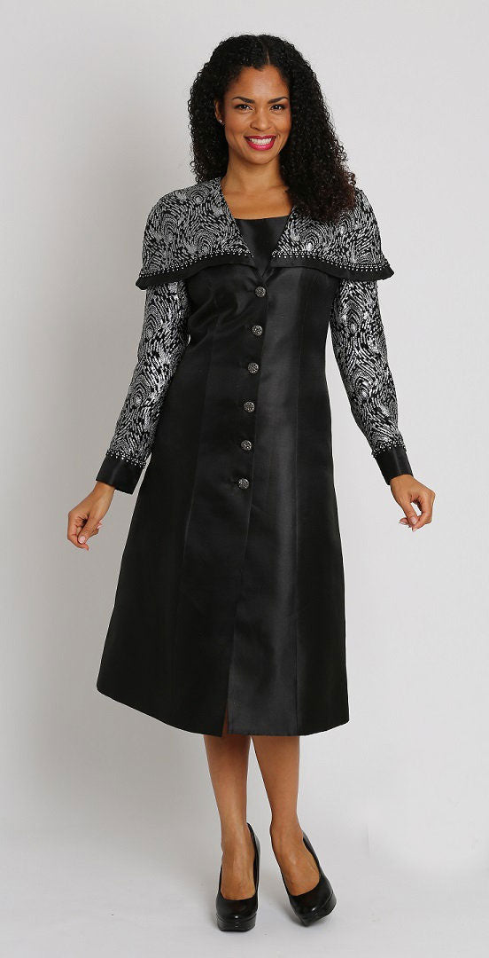 Diana Couture Church Dress 8182-Black/Silver