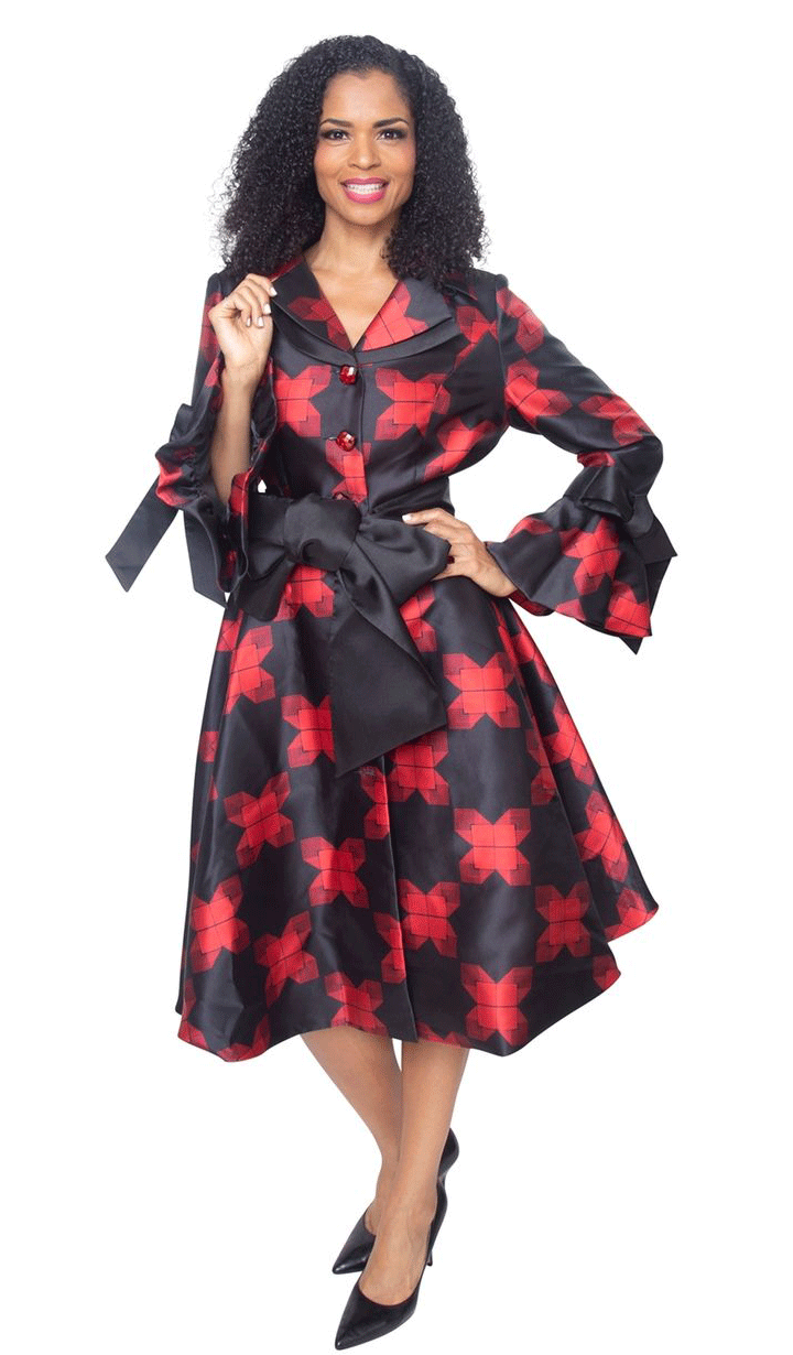 Diana Dress 8222-Black/Red - Church Suits For Less