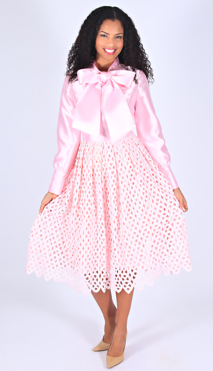 Diana Dress 8285-Pink/White - Church Suits For Less