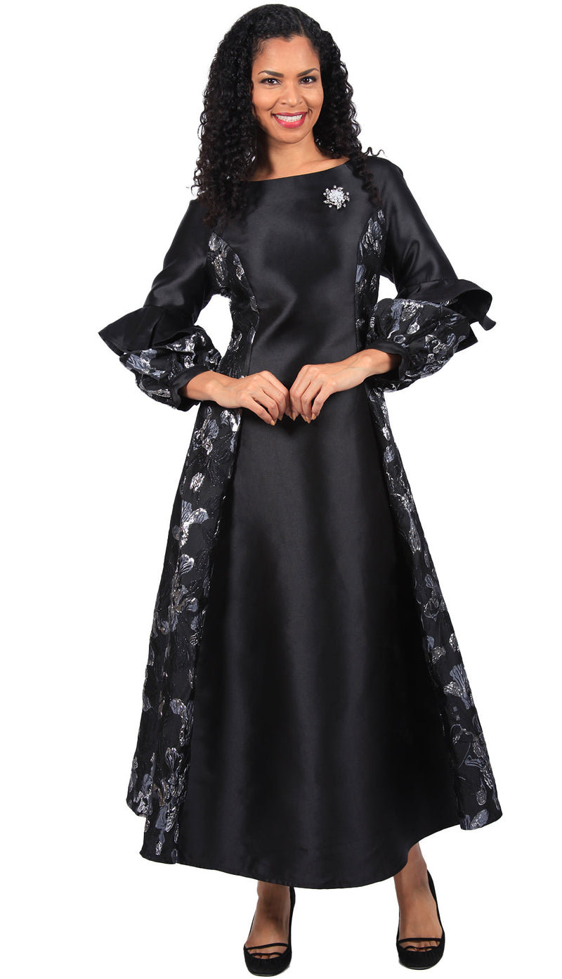 Diana Couture Church Dress 8664-Black/Silver