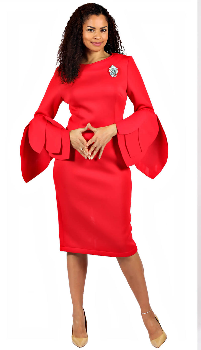 Diana Couture Church Dress 8668-Red - Church Suits For Less