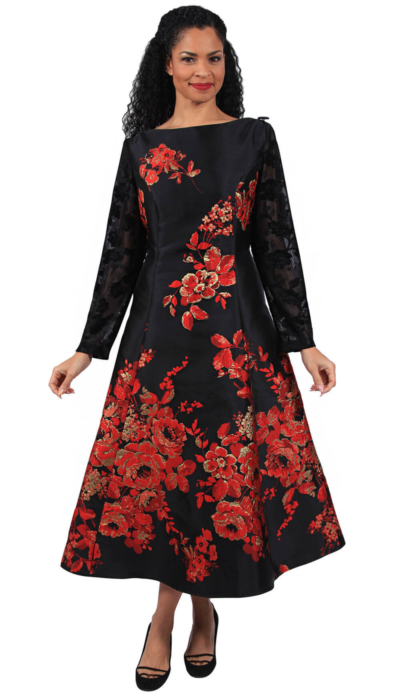 Diana Couture Church Dress 8663-Black/Red