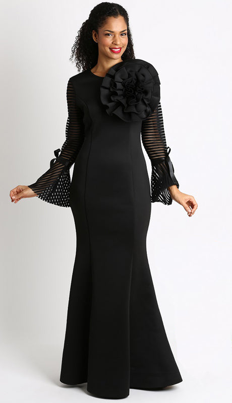 Diana Couture Dress D1054-Black - Church Suits For Less