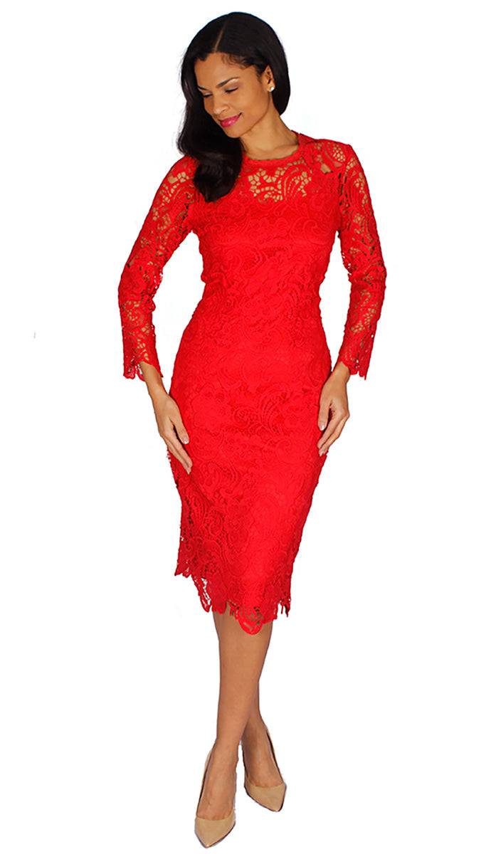 Diana Couture Dress 7069-Red - Church Suits For Less