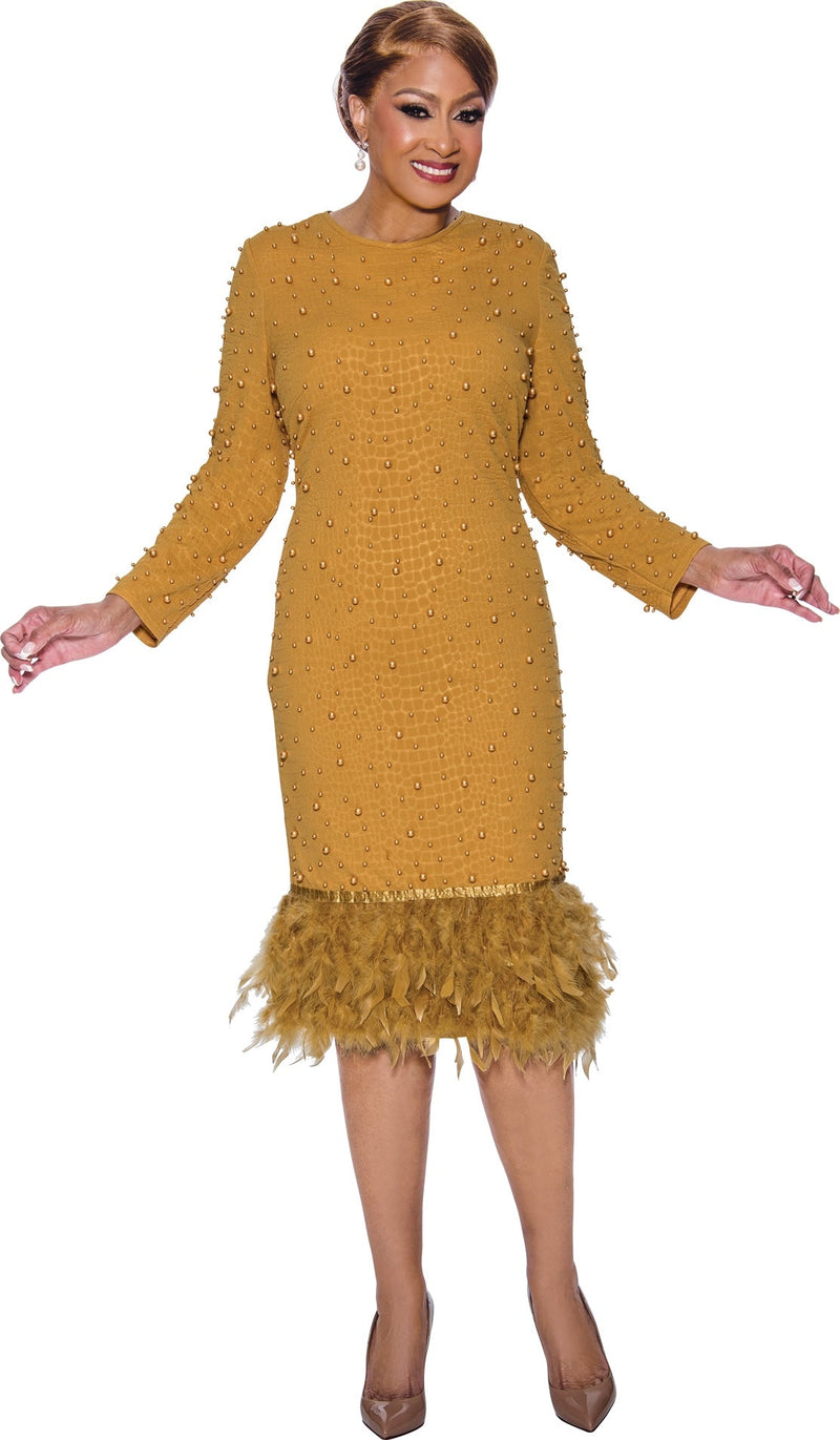 Dorinda Clark Cole Dress 5031-Gold - Church Suits For Less