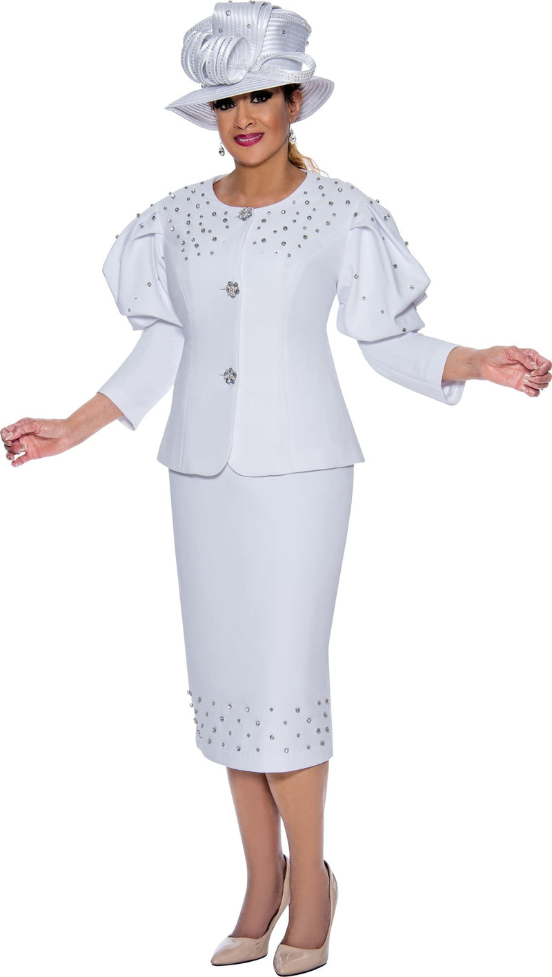 Dorinda Clark Cole Church Suit 4702-White - Church Suits For Less