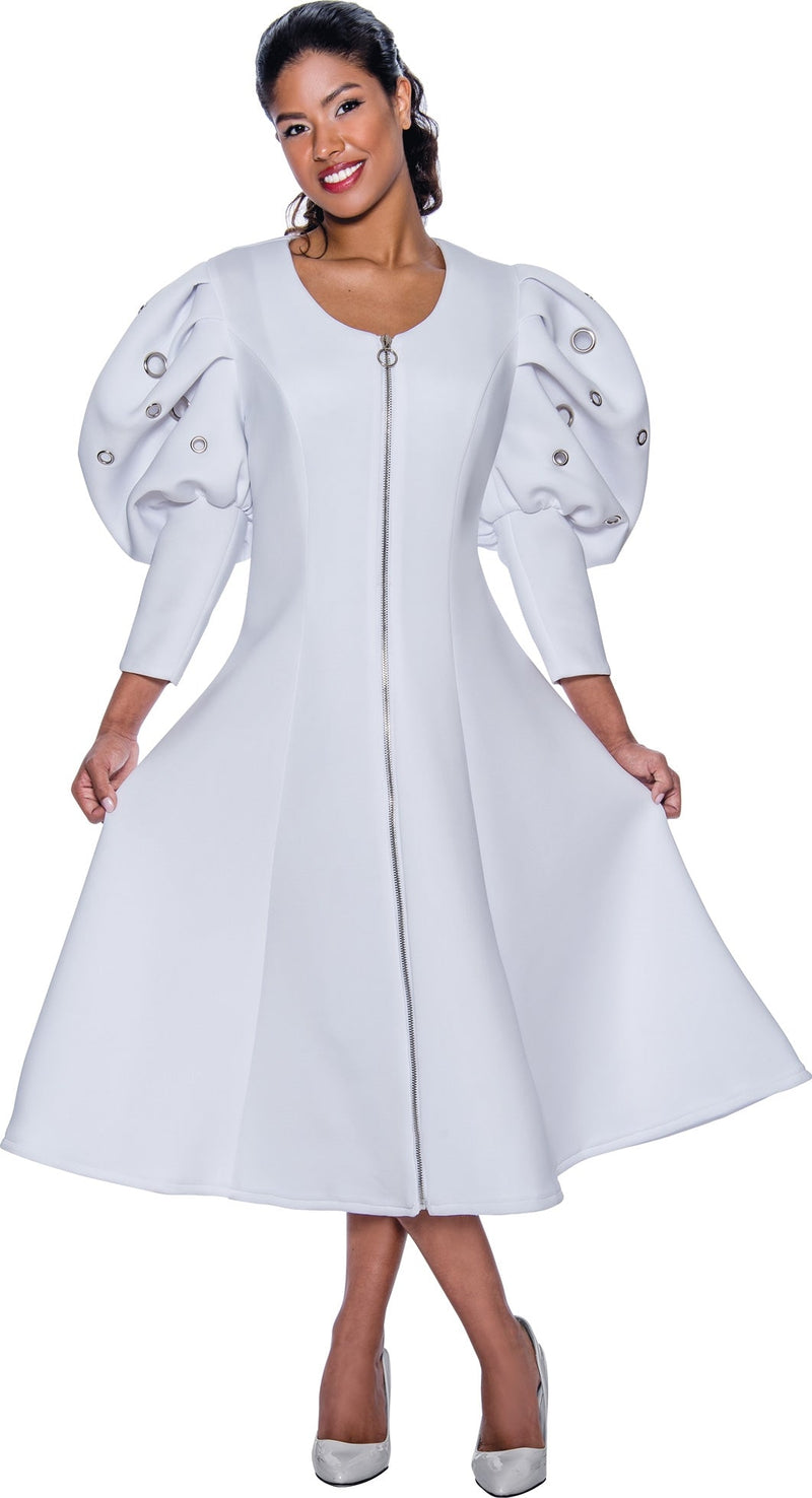 Church Dress By Nubiano 1011C-White